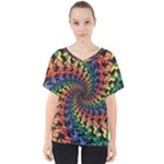 Deadhead Bears Band  Colorsdead Head Grateful Dead Pattern V-Neck Dolman Drape Top