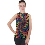 Deadhead Bears Band  Colorsdead Head Grateful Dead Pattern Mock Neck Chiffon Sleeveless Top