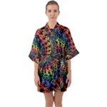 Deadhead Bears Band  Colorsdead Head Grateful Dead Pattern Half Sleeve Satin Kimono 