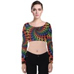 Deadhead Bears Band  Colorsdead Head Grateful Dead Pattern Velvet Long Sleeve Crop Top