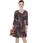 Deadhead Bears Band  Colorsdead Head Grateful Dead Pattern Quarter Sleeve Ruffle Waist Dress