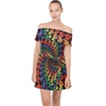 Deadhead Bears Band  Colorsdead Head Grateful Dead Pattern Off Shoulder Chiffon Dress