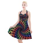 Deadhead Bears Band  Colorsdead Head Grateful Dead Pattern Halter Party Swing Dress 