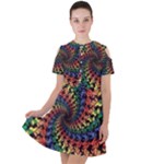 Deadhead Bears Band  Colorsdead Head Grateful Dead Pattern Short Sleeve Shoulder Cut Out Dress 