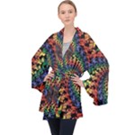 Deadhead Bears Band  Colorsdead Head Grateful Dead Pattern Long Sleeve Velvet Kimono 