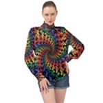 Deadhead Bears Band  Colorsdead Head Grateful Dead Pattern High Neck Long Sleeve Chiffon Top