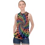 Deadhead Bears Band  Colorsdead Head Grateful Dead Pattern High Neck Satin Top