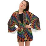 Deadhead Bears Band  Colorsdead Head Grateful Dead Pattern Long Sleeve Kimono