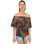 Deadhead Bears Band  Colorsdead Head Grateful Dead Pattern Off Shoulder Short Sleeve Top