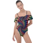 Deadhead Bears Band  Colorsdead Head Grateful Dead Pattern Frill Detail One Piece Swimsuit