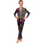 Deadhead Bears Band  Colorsdead Head Grateful Dead Pattern Kid s Satin Long Sleeve Pajamas Set