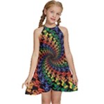 Deadhead Bears Band  Colorsdead Head Grateful Dead Pattern Kids  Halter Collar Waist Tie Chiffon Dress