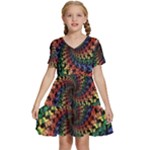 Deadhead Bears Band  Colorsdead Head Grateful Dead Pattern Kids  Short Sleeve Tiered Mini Dress