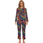 Deadhead Bears Band  Colorsdead Head Grateful Dead Pattern Womens  Long Sleeve Lightweight Pajamas Set