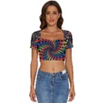 Deadhead Bears Band  Colorsdead Head Grateful Dead Pattern Short Sleeve Square Neckline Crop Top 