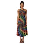 Deadhead Bears Band  Colorsdead Head Grateful Dead Pattern Sleeveless Cross Front Cocktail Midi Chiffon Dress