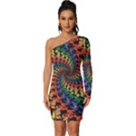 Deadhead Bears Band  Colorsdead Head Grateful Dead Pattern Long Sleeve One Shoulder Mini Dress