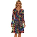 Deadhead Bears Band  Colorsdead Head Grateful Dead Pattern Long Sleeve Dress With Pocket