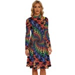 Deadhead Bears Band  Colorsdead Head Grateful Dead Pattern Long Sleeve Shirt Collar A-Line Dress