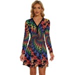 Deadhead Bears Band  Colorsdead Head Grateful Dead Pattern Long Sleeve Deep V Mini Dress 