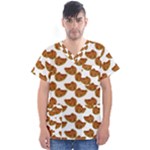 Biscuits Photo Motif Pattern Men s V-Neck Scrub Top