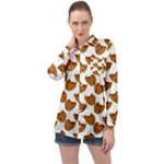 Biscuits Photo Motif Pattern Long Sleeve Satin Shirt