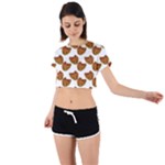 Biscuits Photo Motif Pattern Tie Back Short Sleeve Crop Tee