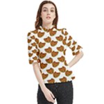 Biscuits Photo Motif Pattern Frill Neck Blouse