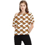 Biscuits Photo Motif Pattern One Shoulder Cut Out Tee