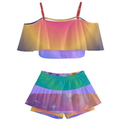 Kids  Off Shoulder Skirt Bikini 