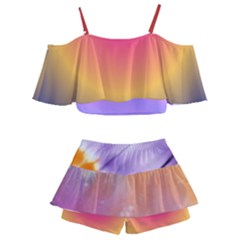 Kids  Off Shoulder Skirt Bikini 