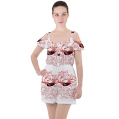 Ruffle Cut Out Chiffon Playsuit 