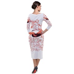 Quarter Sleeve Midi Velour Bodycon Dress 
