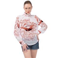 High Neck Long Sleeve Chiffon Top 