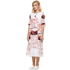 Bow Sleeve Chiffon Midi Dress 