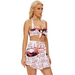 Vintage Style Bikini Top and Skirt Set  