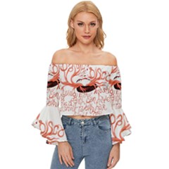 Off Shoulder Flutter Bell Sleeve Top 