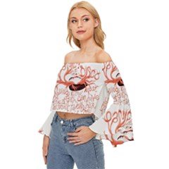 Off Shoulder Flutter Bell Sleeve Top 