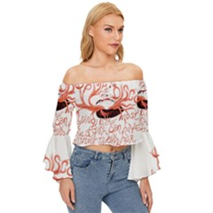 Off Shoulder Flutter Bell Sleeve Top 