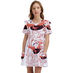 Kids  Frilly Sleeves Pocket Dress 