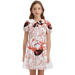 Kids  Bow Tie Puff Sleeve Dress 
