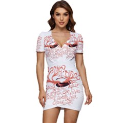 Low Cut Cap Sleeve Mini Dress 