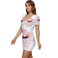 Low Cut Cap Sleeve Mini Dress 