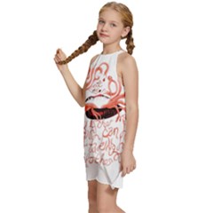 Kids  Halter Collar Waist Tie Chiffon Dress 
