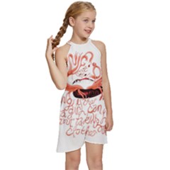 Kids  Halter Collar Waist Tie Chiffon Dress 