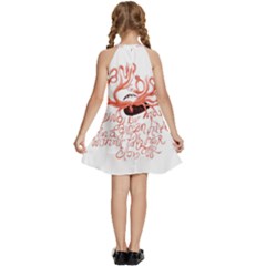Kids  Halter Collar Waist Tie Chiffon Dress 