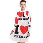 I love cherry Long Sleeve Chiffon Shirt Dress