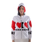 I love cherry Women s Hooded Windbreaker