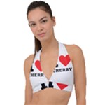 I love cherry Halter Plunge Bikini Top