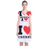 I love cherry Short Sleeve Front Wrap Dress